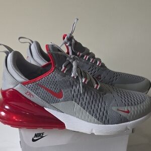 Nike Air Max 270 Gray with Red Accents